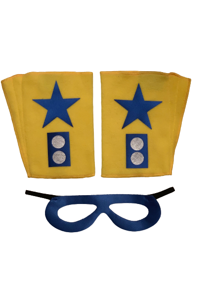 Superhero Mask & Blaster Cuffs Combo - Yellow with Blue